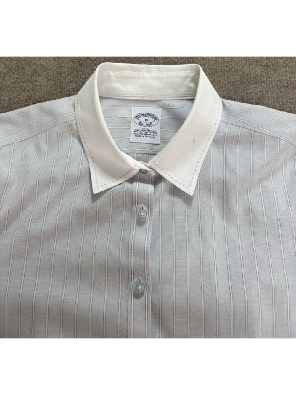 Brooks Brothers Women's Sz 10 Shirt Embroidered Long Sleeve Blue White Collered - Picture 4 of 16